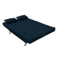 Sofá Cama Casal Com Almofadas Bettina Suede Azul Marinho - 7