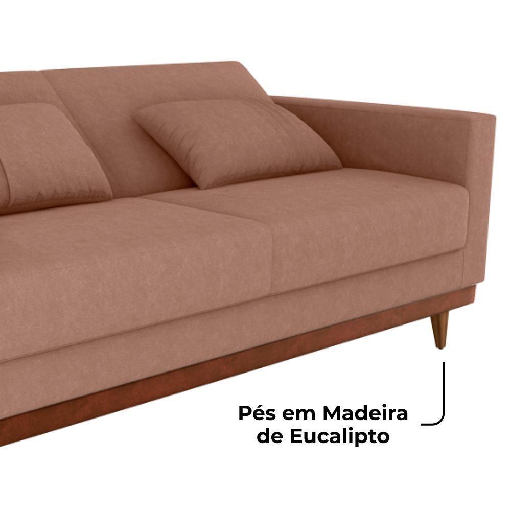 Sofa Cama 2 Lugares 203 Cm Esther Boucle Corino Whisk Milani Store Marrom - 6
