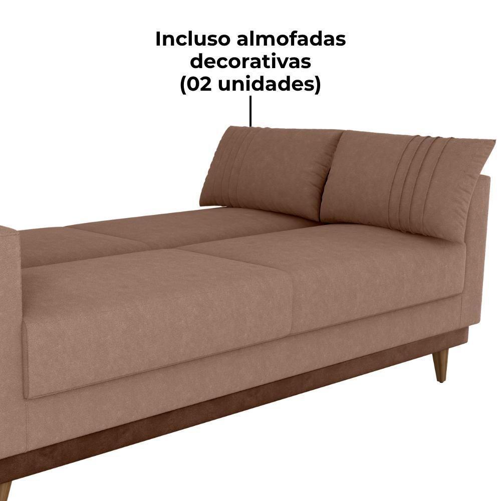 Sofa Cama 2 Lugares 203 Cm Esther Boucle Corino Whisk Milani Store Marrom - 7