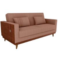 Sofa Cama 2 Lugares 203 Cm Esther Boucle Corino Whisk Milani Store Marrom - 1