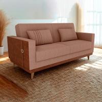 Sofa Cama 2 Lugares 203 Cm Esther Boucle Corino Whisk Milani Store Marrom - 2