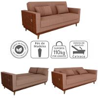 Sofa Cama 2 Lugares 203 Cm Esther Boucle Corino Whisk Milani Store Marrom - 9
