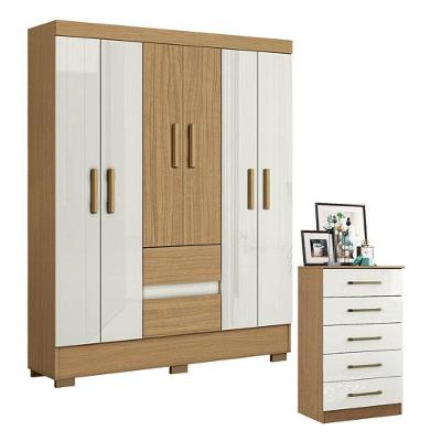 Cômoda E Guarda Roupa Casal Coimbra 6 Portas 2 Gavetas Atacama Off White