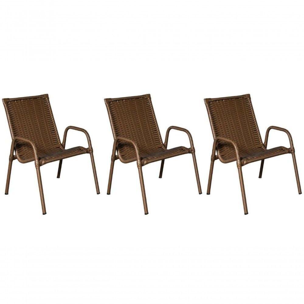 Kit 3 Cadeiras Ipanema Area Externa, Jardim Junco Envelhecido - 1