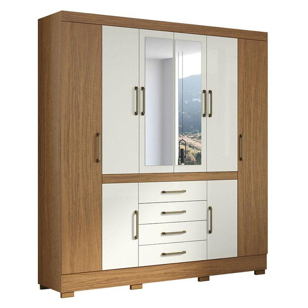 Guarda Roupa Casal Nápole 2045149 E Armário Multiuso 2000191 E Cômoda 2014148 Atacama Off White - Aramóveis - 2