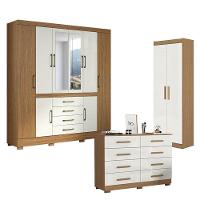 Guarda Roupa Casal Nápole 2045149 E Armário Multiuso 2000191 E Cômoda 2014148 Atacama Off White - Aramóveis - 1