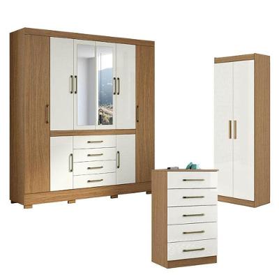Guarda Roupa Casal Nápole 2045149 com 8 Portas de Bater 4 Gavetas MDP Atacama Off White