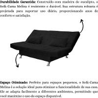 Sofá Cama 3 Lugares Com Almofada Califórnia Suede Preto - 6