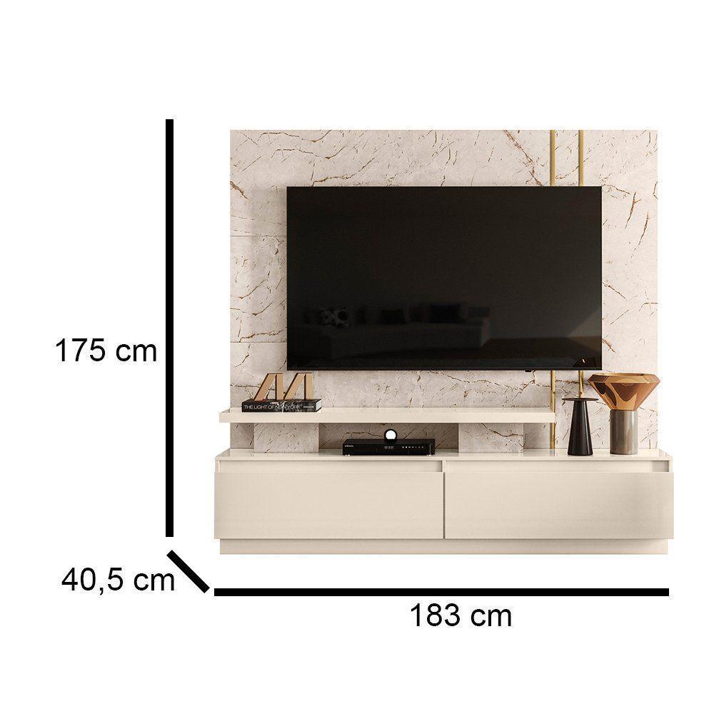 Combo Home + Painel Para Tv 60 Polegadas New Apolo - 7 Decor Calacata E Off White - 3