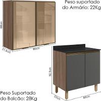 Armario Aereo Vidro Balcao 2p 80cm Mdf Kali Nicioli Carvalho Toq Chumbo - 3