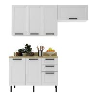 Cozinha Compacta Mdf 3 Peças Com Armários E Balcão Com Tampo Multimóveis Cr20456 Branco/carvalho Tropical - 2