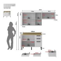 Cozinha Compacta Mdf 3 Peças Com Armários E Balcão Com Tampo Multimóveis Cr20456 Branco/carvalho Tropical - 3