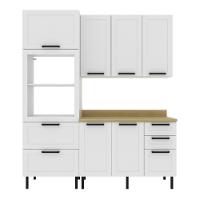 Cozinha Compacta Mdf 3 Peças Com Armário Paneleiro E Balcão Com Tampo Multimóveis Cr20454 Branco/carvalho Tropical - 5