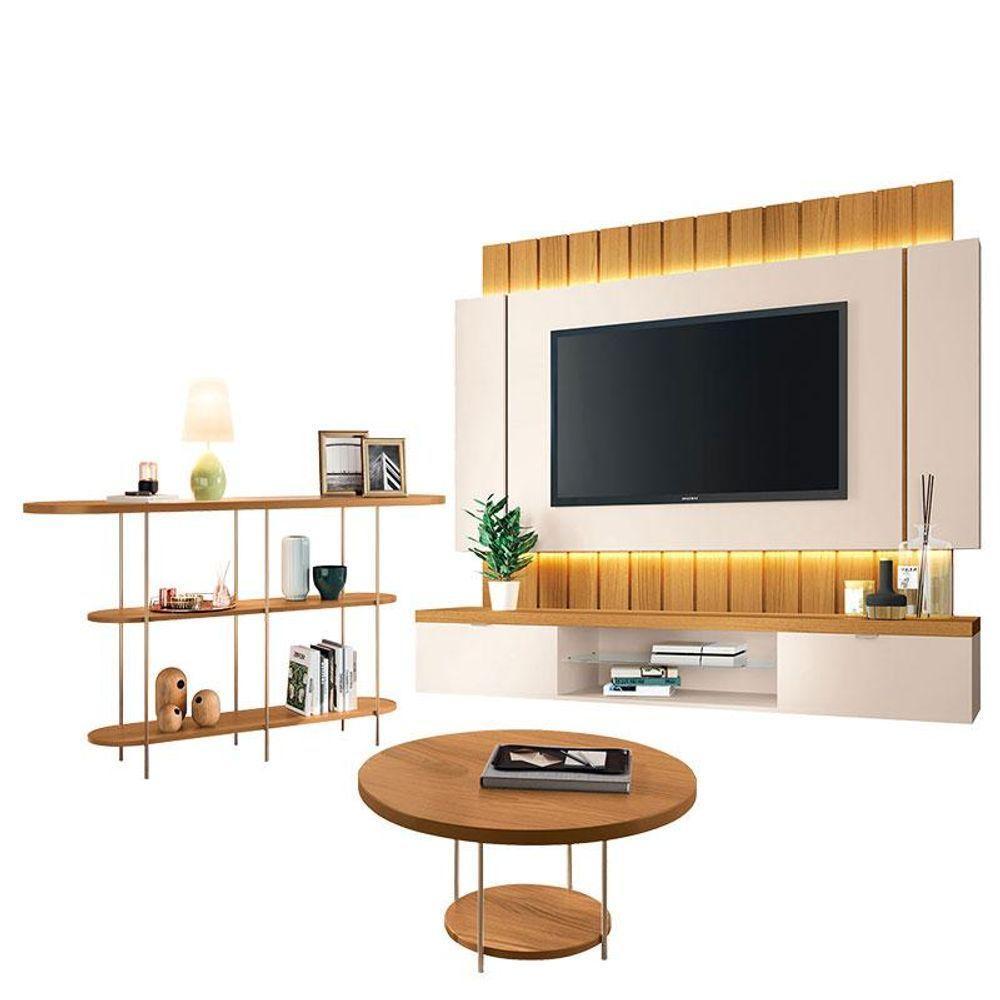 Home Suspenso Illusion 1.8 Cinamomo Off White E Aparador Infinity E Mesa De Centro Sky Cinamomo- Hb Móveis - 1