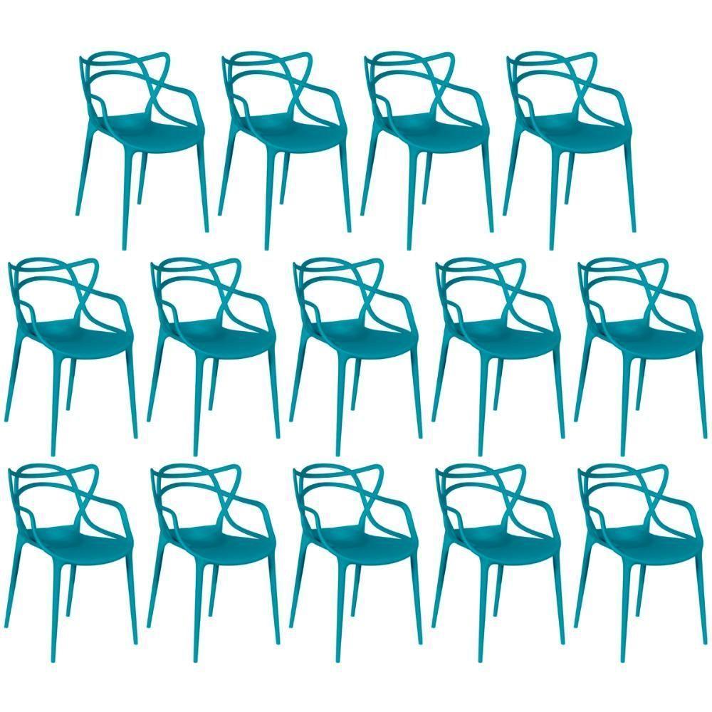 Kit 14 Cadeiras De Jantar Allegra Design Empilhável - Turquesa - 1