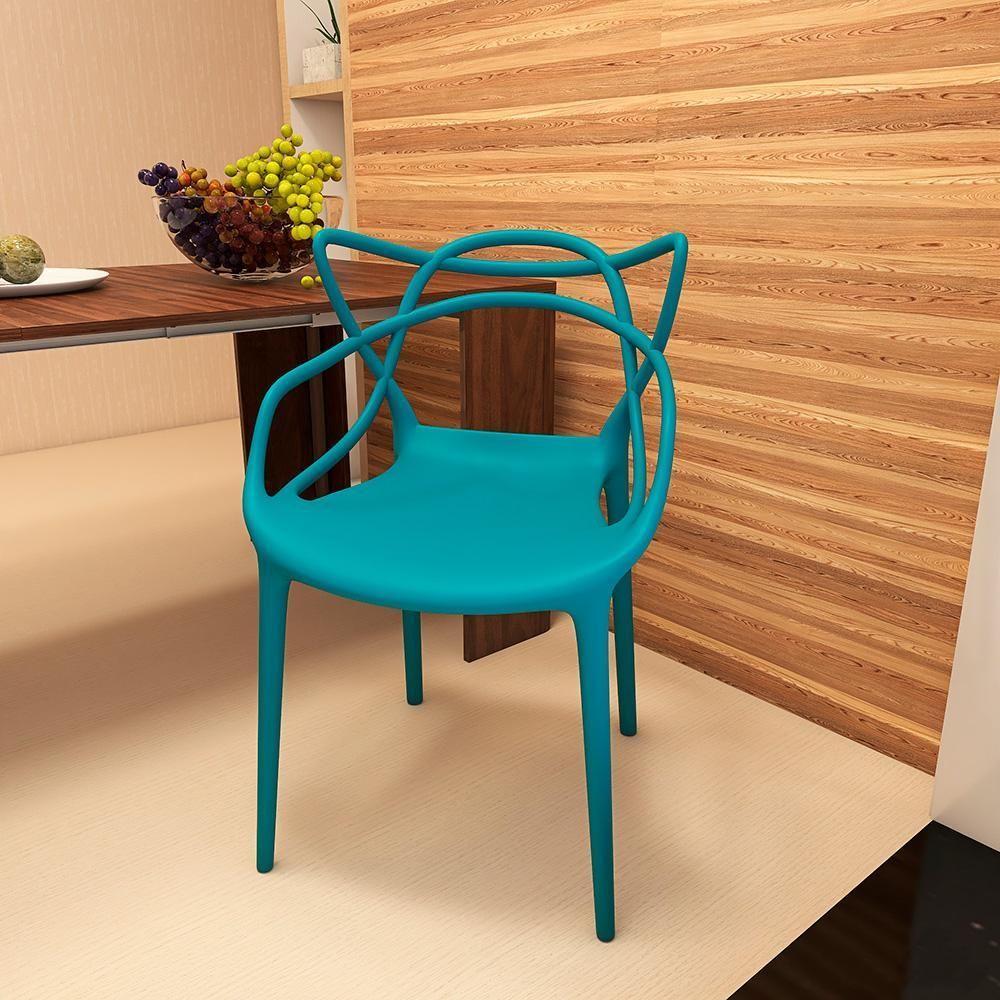 Kit 14 Cadeiras De Jantar Allegra Design Empilhável - Turquesa - 2