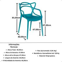 Kit 14 Cadeiras De Jantar Allegra Design Empilhável - Turquesa - 6