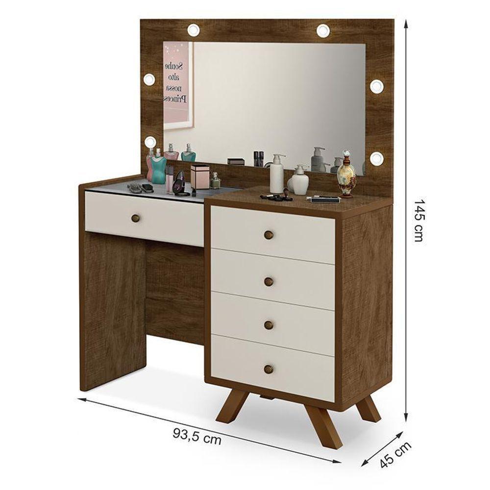 Penteadeira Camarim Luna Malbec-off White Sem Banqueta - Móveis Luapa Malbec-off White - 3