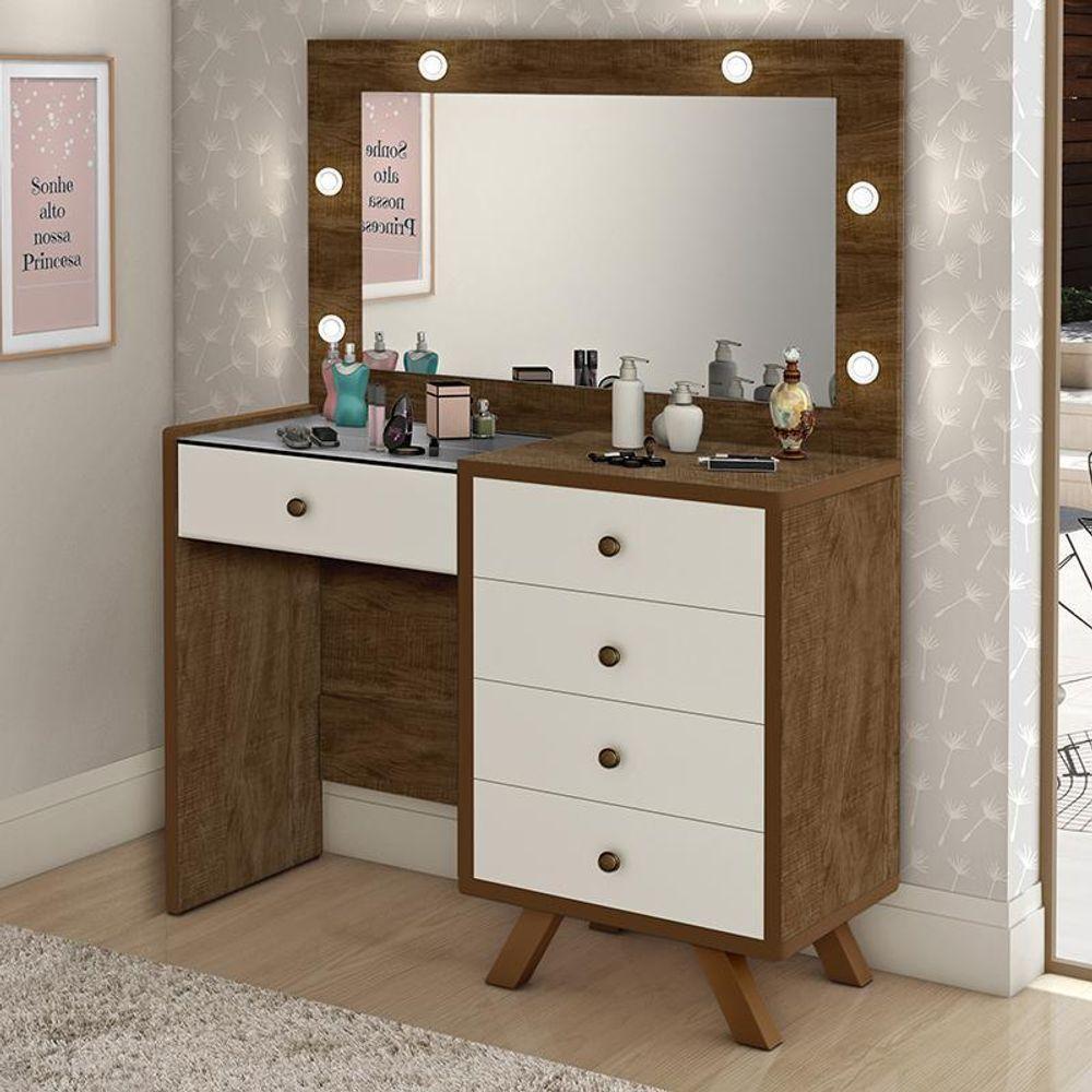 Penteadeira Camarim Luna Malbec-off White Sem Banqueta - Móveis Luapa Malbec-off White - 4