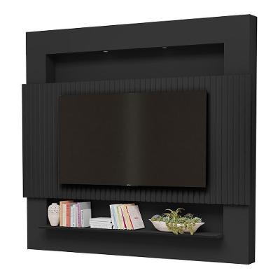 Painel Home Suspenso Riviera Ripado Preto Para Tv Até 75? - Móveis Luapa Preto