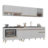 Armário De Cozinha Modulada Compacta 4 Pçs Com Balcão Para Cooktop Veneza Multimóveis Mp2261 Branco/dourado - 2