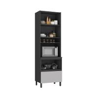 Paneleiro 3 Portas 1 Gaveta Nicho Forno 100% Mdf Lumina - Itatiaia Grafite/fendi - 2