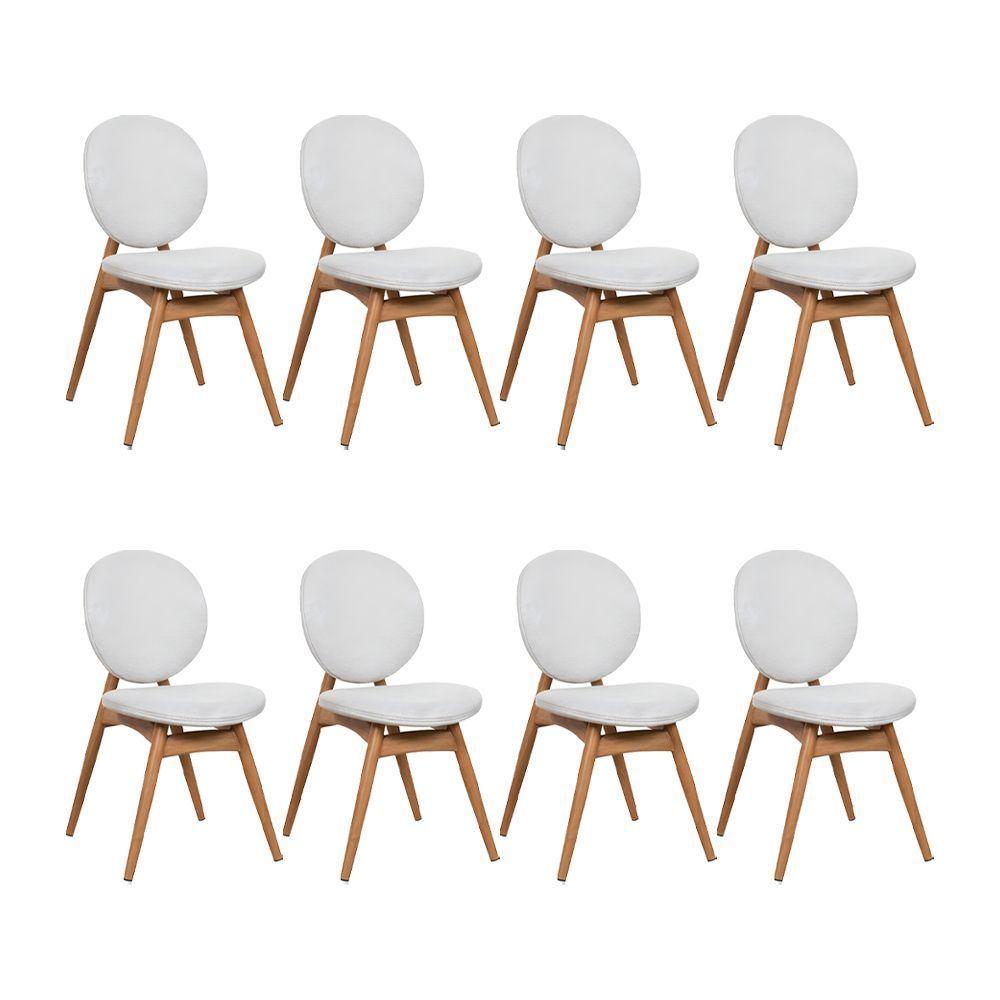 Kit 8 Cadeiras De Jantar Lotus Estrutura Aço Carbono Laminado Natural Com Estofado Linho Cru - 1