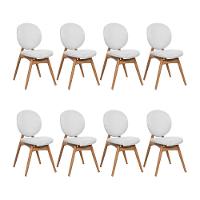 Kit 8 Cadeiras De Jantar Lotus Estrutura Aço Carbono Laminado Natural Com Estofado Linho Cru - 1