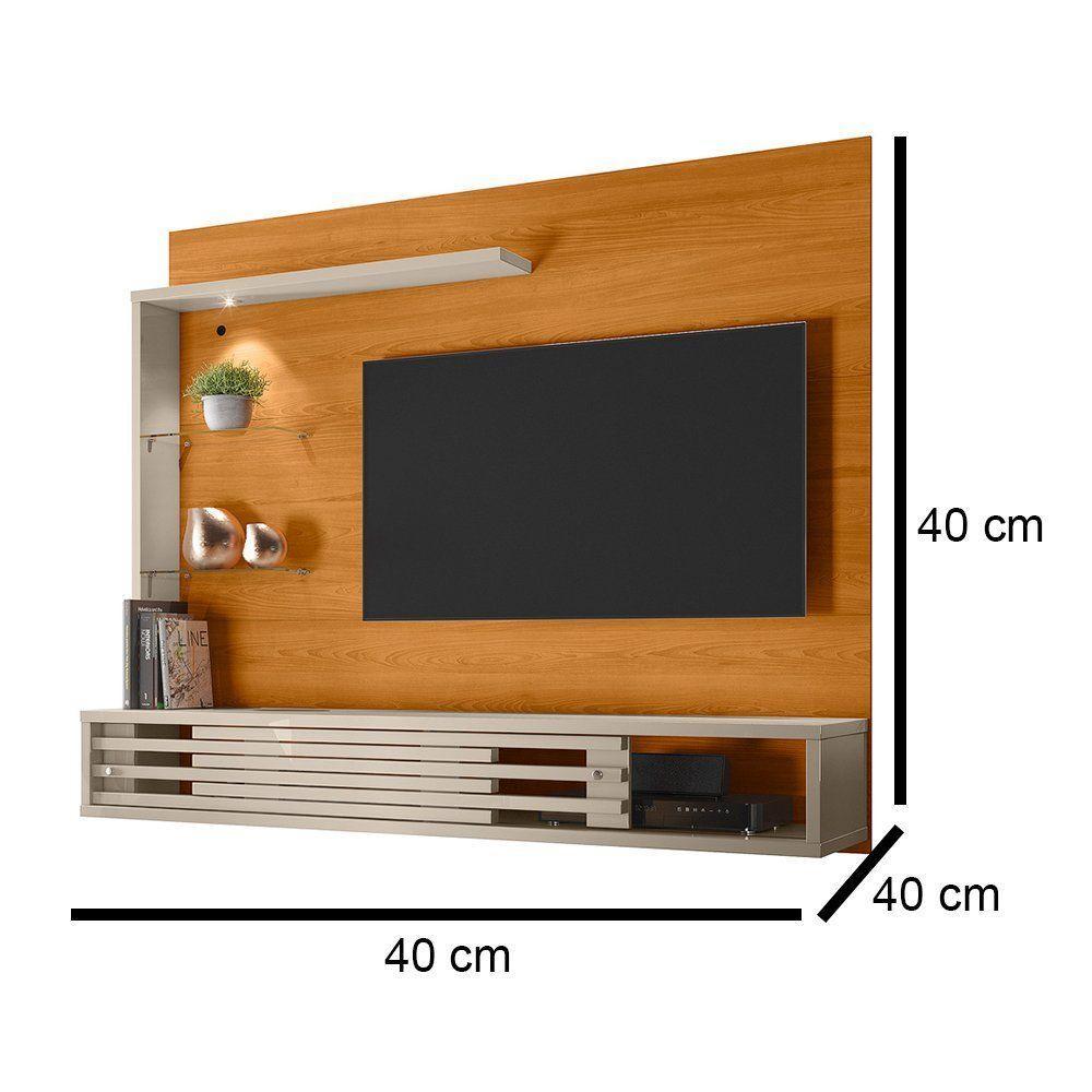 Painel Bancada Suspensa Para Tv 60 Polegadas Frizz Select - 7 Decor Cinamomo E Off White - 3