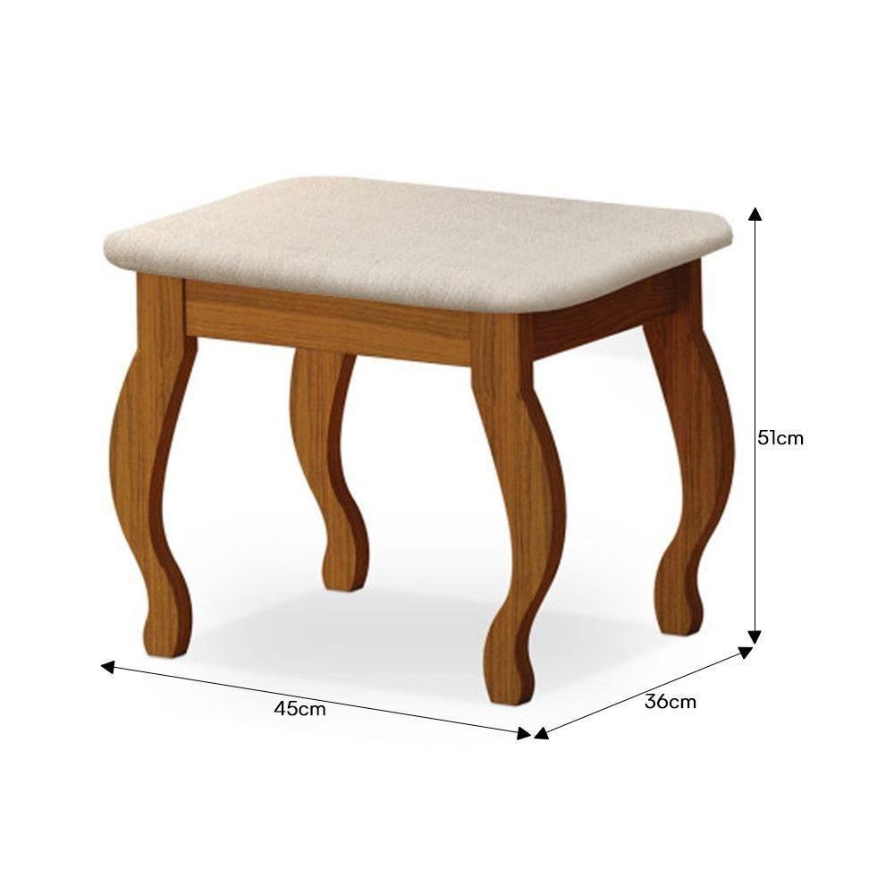 Penteadeira Camarim New Seul Freijó-maní Com Banqueta Almofadada - Móveis Luapa Freijó-maní - 5