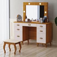 Penteadeira Camarim New Seul Freijó-maní Com Banqueta Almofadada - Móveis Luapa Freijó-maní - 2