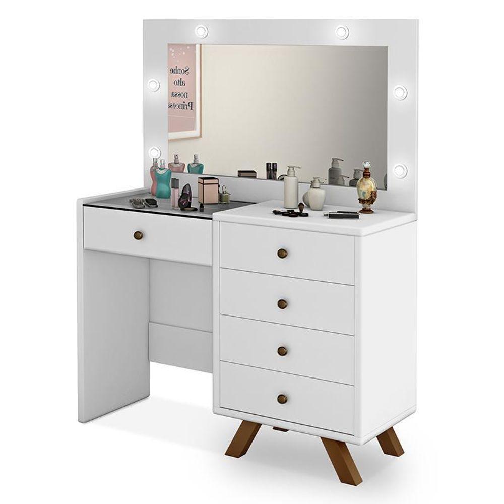 Penteadeira Camarim Luna Branco Sem Banqueta - Móveis Luapa Branco - 1