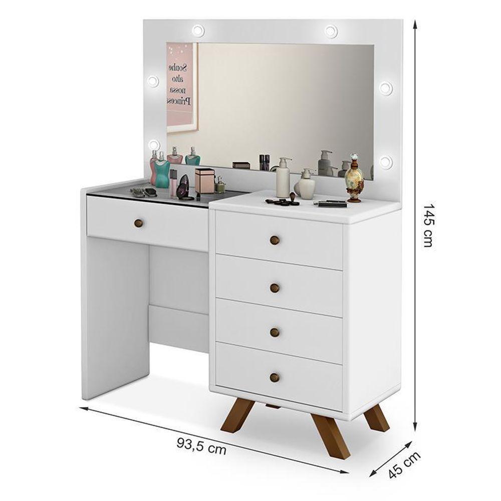 Penteadeira Camarim Luna Branco Sem Banqueta - Móveis Luapa Branco - 3