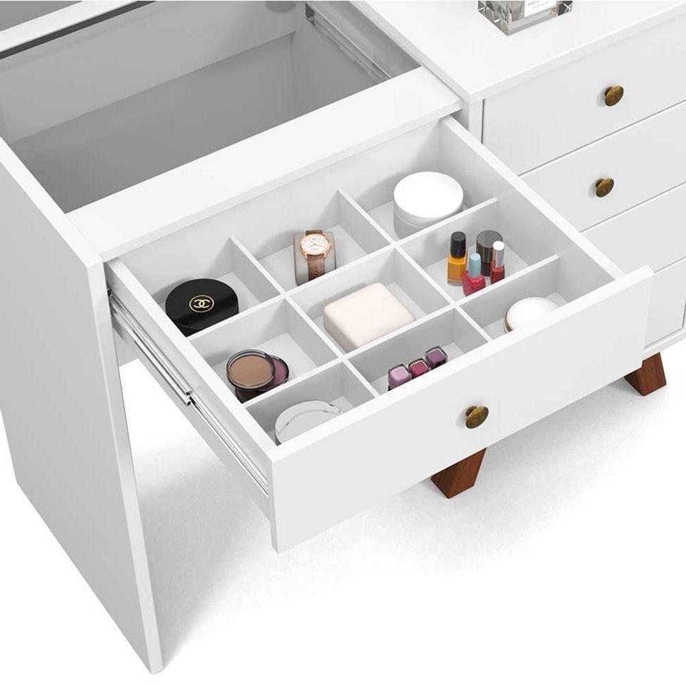 Penteadeira Camarim Luna Branco Sem Banqueta - Móveis Luapa Branco - 5