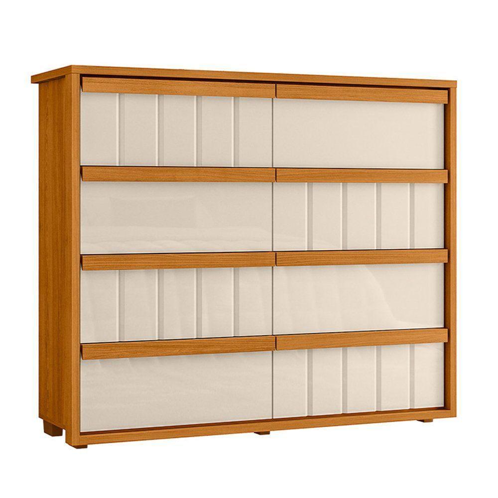 Cômoda Tarsila 100% Mdf Ripado 8 Gavetas - 7 Decor Cinamomo E Off White - 1