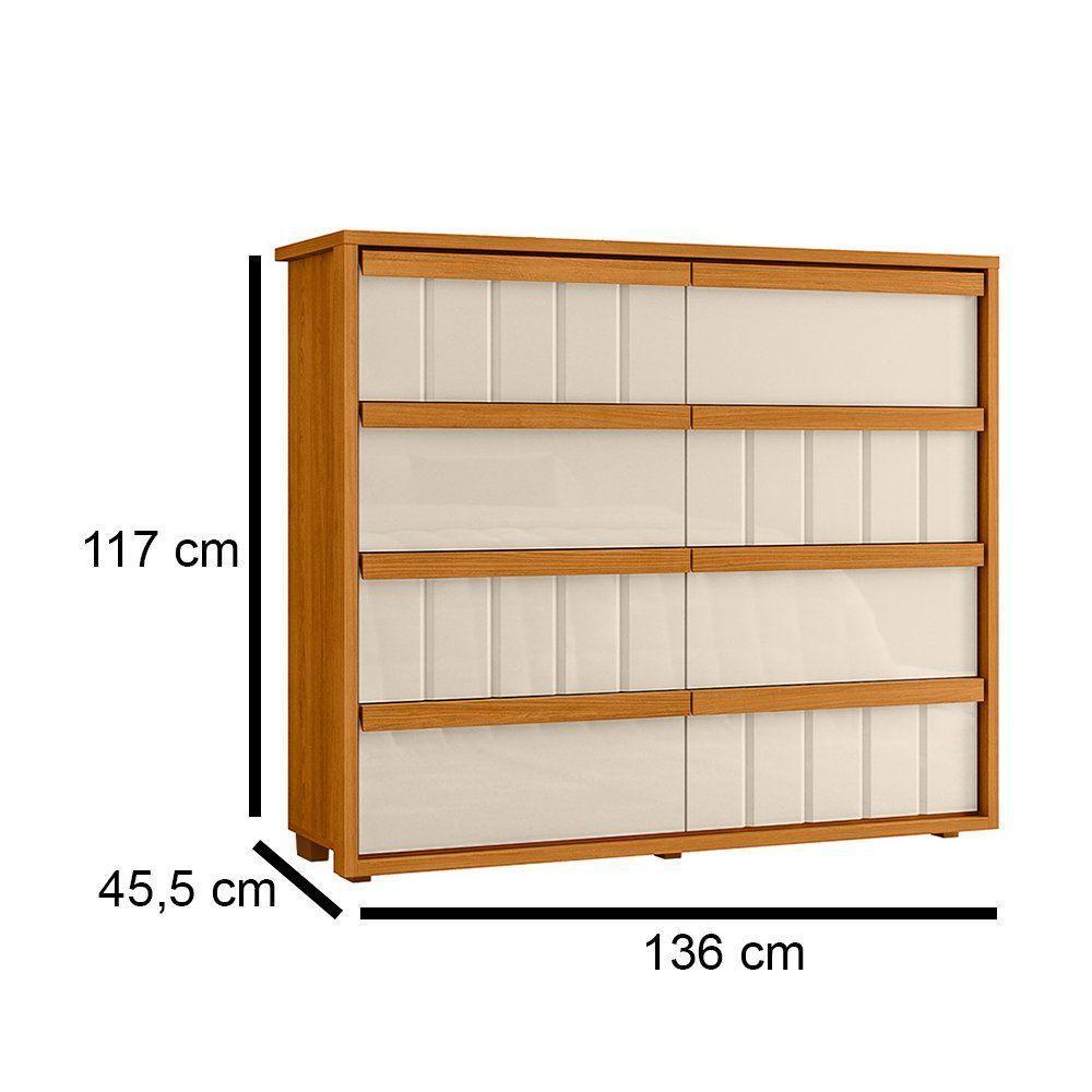 Cômoda Tarsila 100% Mdf Ripado 8 Gavetas - 7 Decor Cinamomo E Off White - 3