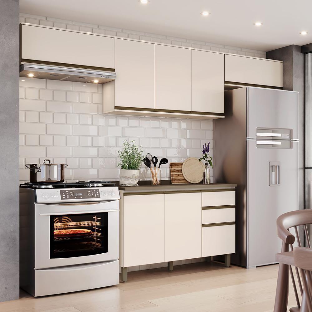 Cozinha Modulada Connect 4 Peças Balcão 120cm Off White Com Tampo Mdp - Móveis Henn Off White - 2