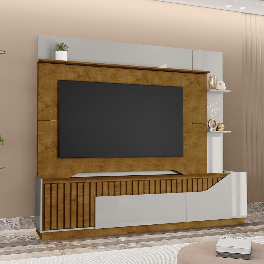 Rack Com Painel Para Tv Até 75 Polegadas Com 2 Portas E 1 Gaveta Multimóveis Cr45276 Naturalle/off White - 1