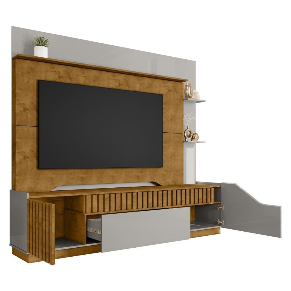 Rack Com Painel Para Tv Até 75 Polegadas Com 2 Portas E 1 Gaveta Multimóveis Cr45276 Naturalle/off White - 5
