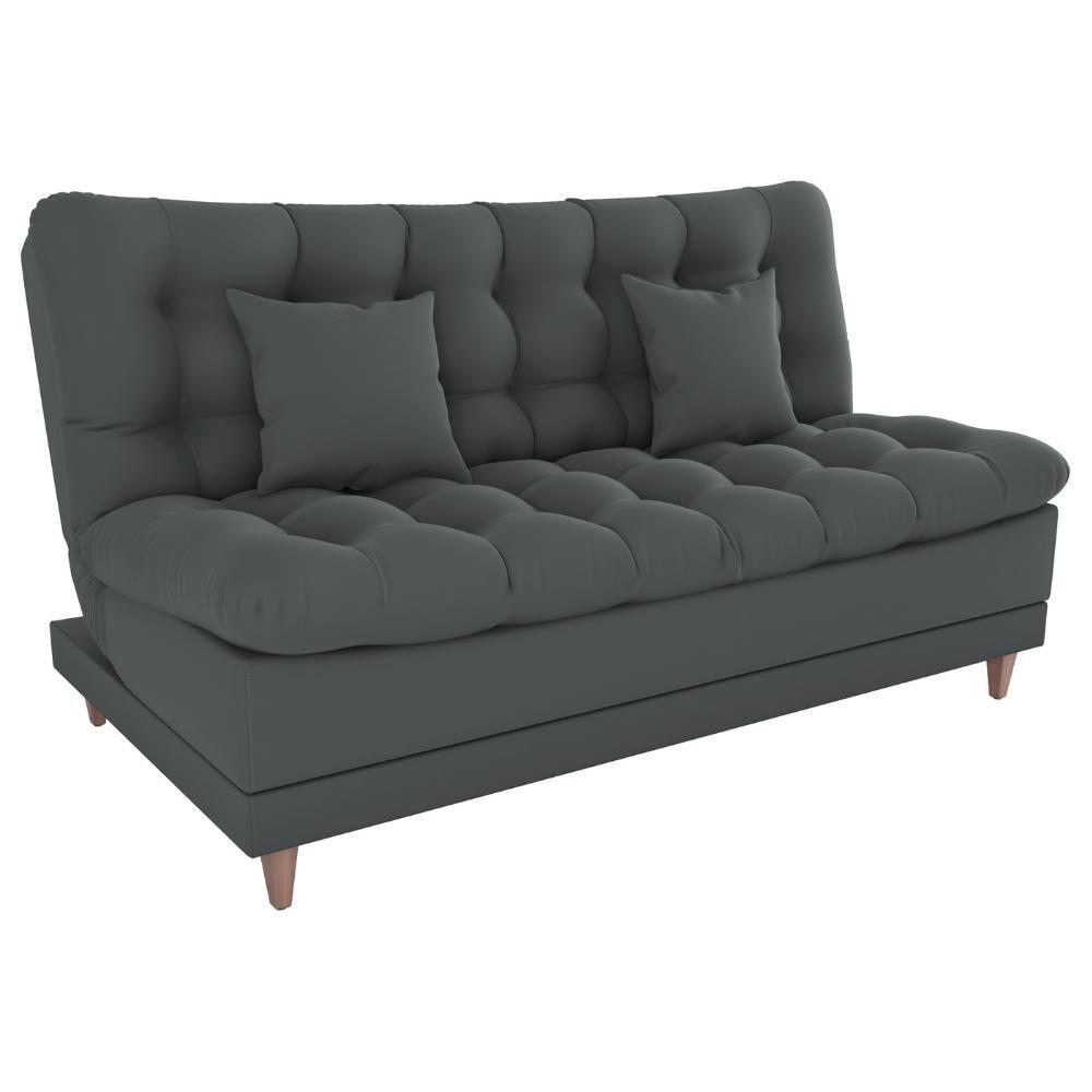 Sofa Cama 2 Lugares 185 Cm Duda Veludo Light B250 Milani Store Cinza - 1