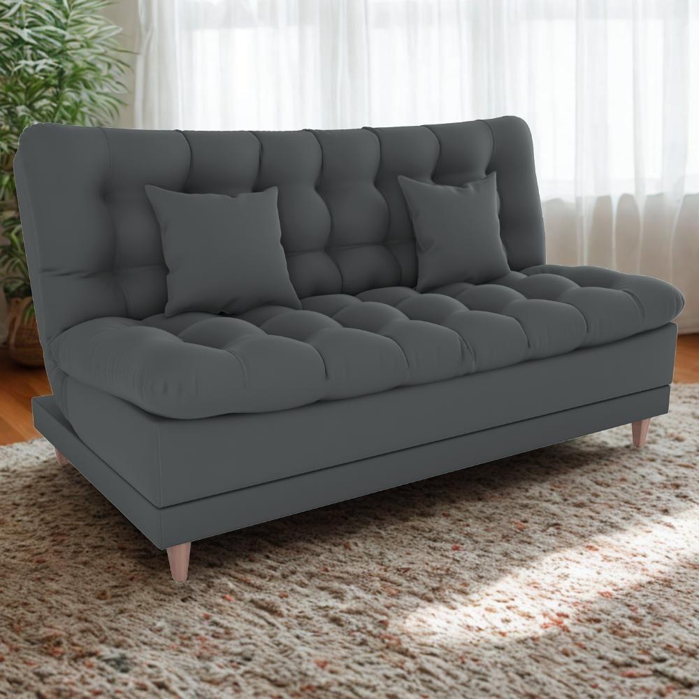Sofa Cama 2 Lugares 185 Cm Duda Veludo Light B250 Milani Store Cinza - 2