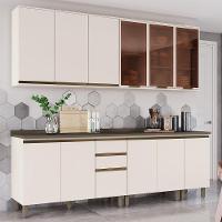 Cozinha Modulada Connect 7 Peças Aéreo 3 Portas Off White Com Vidro - Móveis Henn Off White - 2