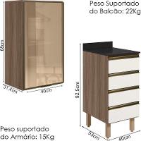 Armario Aereo Vidro Balcao 4g 40 Cm Mdf Kali Nicioli Carvalho Toq Off White Cetim - 3