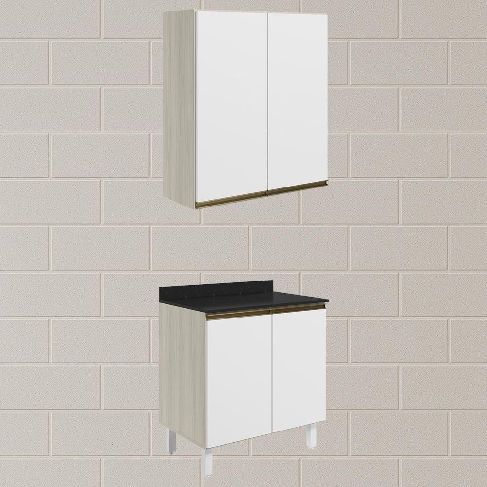 Armario Aereo Balcao 2 Portas 80cm Mdf Kali Nicioli Bianco Toq Branco Uv - 2