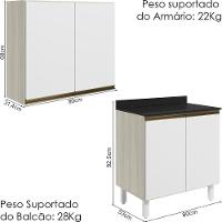 Armario Aereo Balcao 2 Portas 80cm Mdf Kali Nicioli Bianco Toq Branco Uv - 3