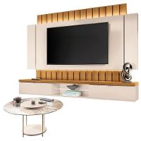 Home Suspenso Illusion 2.2 Cinamomo Off White E Mesa De Centro Sky Com Tampo De Vidro Off White- Hb Móveis - 1