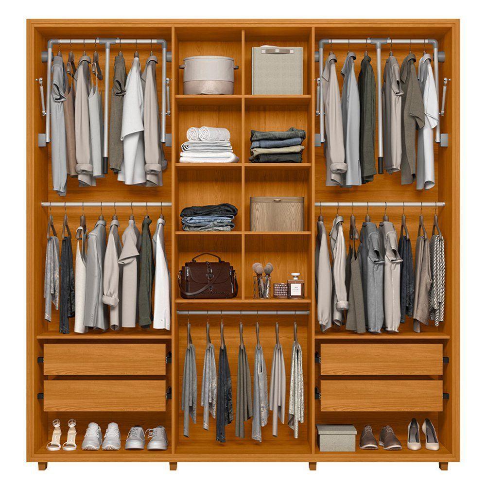 Guarda-roupa Casal Portinari Ripado 6 Portas 4 Gavetas - 7 Decor Cinamomo E Off White - 3