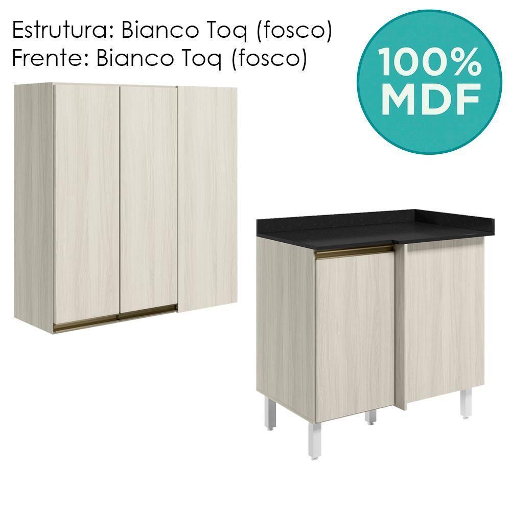 Armario Aereo E Balcao Canto Reto Mdf Kali Nicioli Bianco Toq - 4