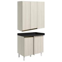 Armario Aereo E Balcao Canto Reto Mdf Kali Nicioli Bianco Toq - 1