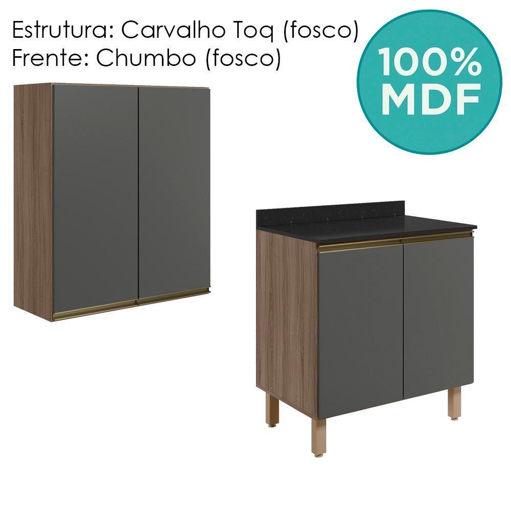 Armario Aereo Balcao 2 Portas 70cm Mdf Kali Nicioli Carvalho Toq Chumbo - 4